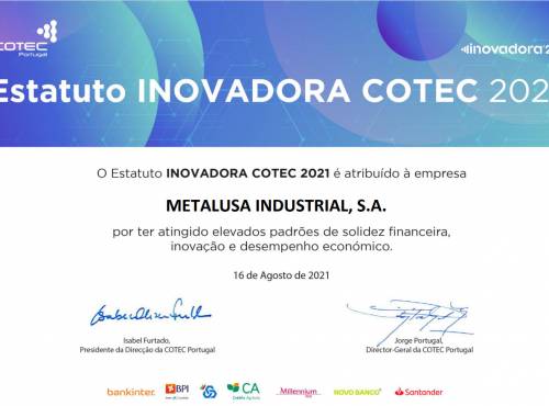 METALUSA reconnu avec le Statut de INOVADORA COTEC 2021